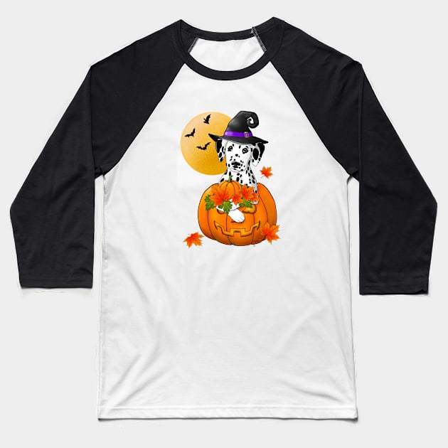 Dalmatian Witch Baseball T-Shirt by FLCupcake